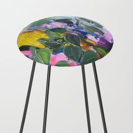 green flowers in rainbow N.o 2 Counter Stool