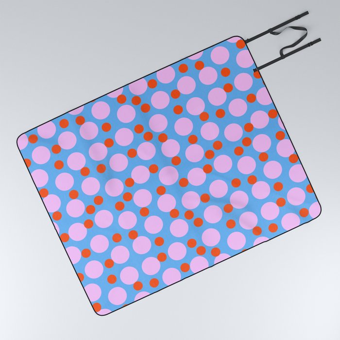 Modern Abstract Bubble Dance Pattern Pink And Blue Picnic Blanket