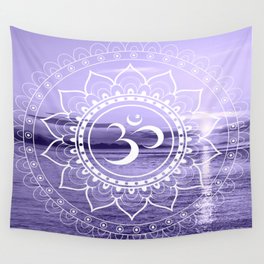 Water Om Mandala Lavender Wall Tapestry