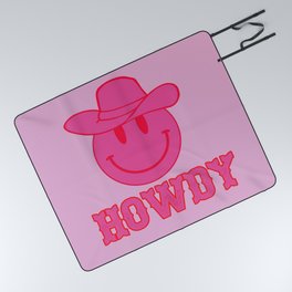 Happy Smiley Face Says Howdy - Preppy Western Aesthetic Picnic Blanket