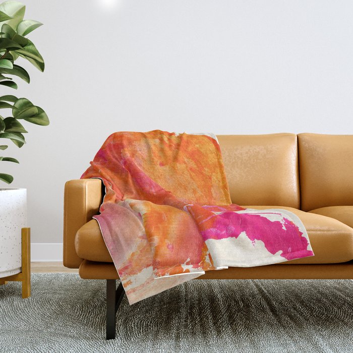 Galaxy Abstract in Orange Throw Blanket