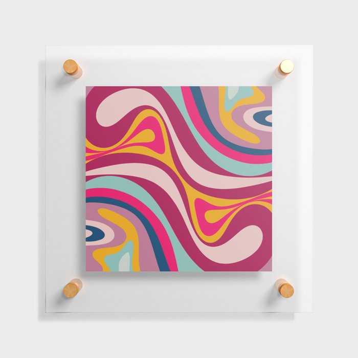 New Groove Colorful Retro Swirl Abstract Pattern Magenta Blue Aqua Pink Mustard Floating Acrylic Print