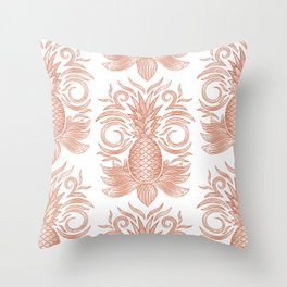 arcadia pineapples - peach on white Throw Pillow