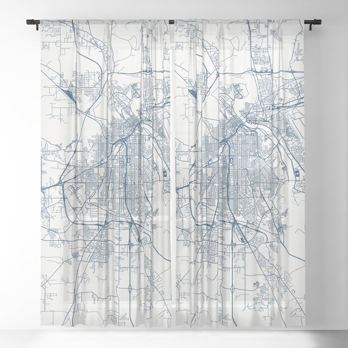 Shreveport City - USA - City Map Design Sheer Curtain