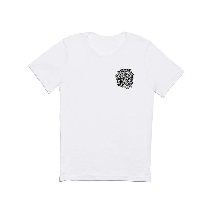 Black and White Retro Floral Art Print  T Shirt