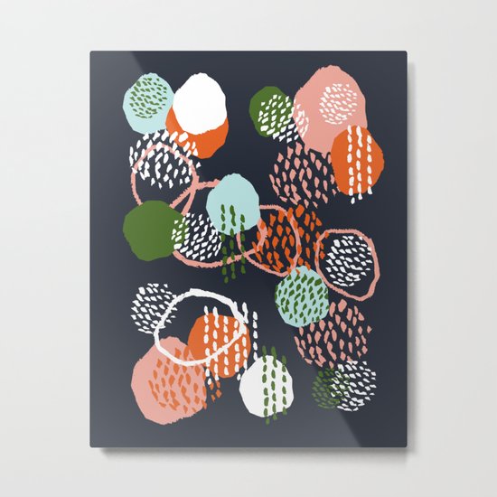 Jonlee - abstract painting watercolor pastel brushstrokes black yellow modern minimal shapes circles Metal Print