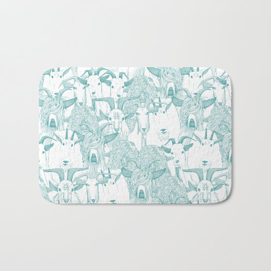 just goats teal Bath Mat