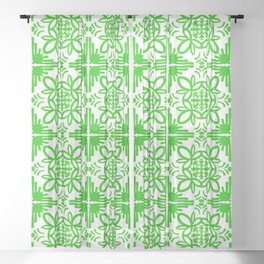 Cheerful Retro Modern Kitchen Tile Pattern Kelly Green Sheer Curtain