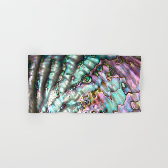 Glowing Cotton Candy Pink & Green Abalone Mother of Pearl Hand & Bath Towel