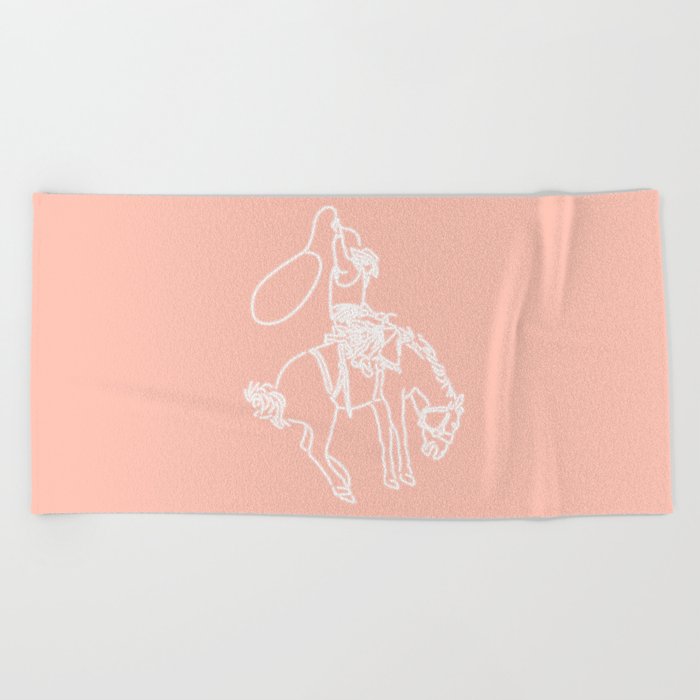 Neon Cowboy Rodeo in White Beach Towel