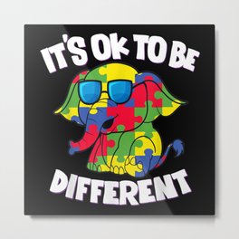 It's Ok To Be Different Autism Awareness Elephan Metal Print | Kids, Different, Elephan, Awareness, Graphicdesign, Autism 