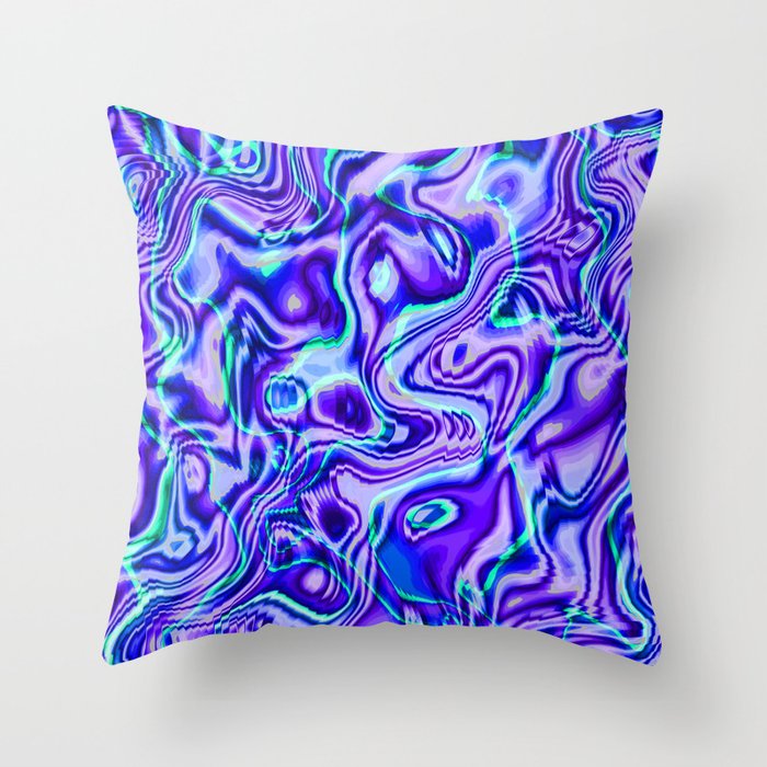 Funky blue liquid shapes Throw Pillow