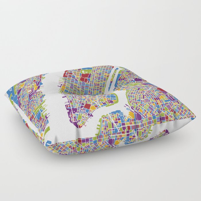 New York Geometric Map Floor Pillow