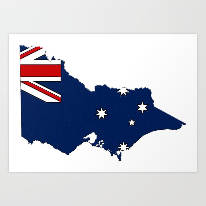 Victoria Australia Map With Victorian Vic Flag Art Print By Havocgirl Society6