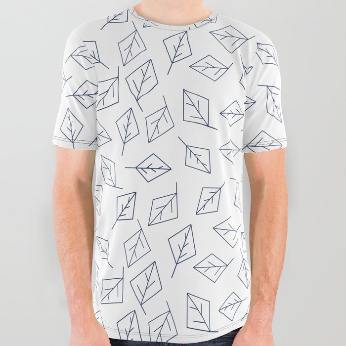 Leaves with blue lines All Over Graphic Tee