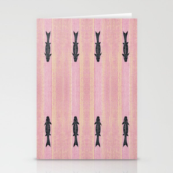 Pink Fish Japanese Style Art Deco Pattern Stationery Cards