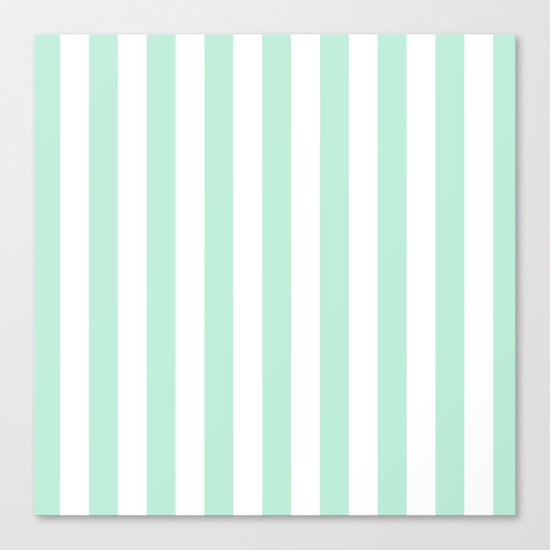 Mint green and White stripes-vertical Canvas Print