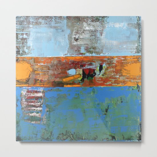 Alligator Blue Orange Modern Abstract Contemporary Art Metal Print