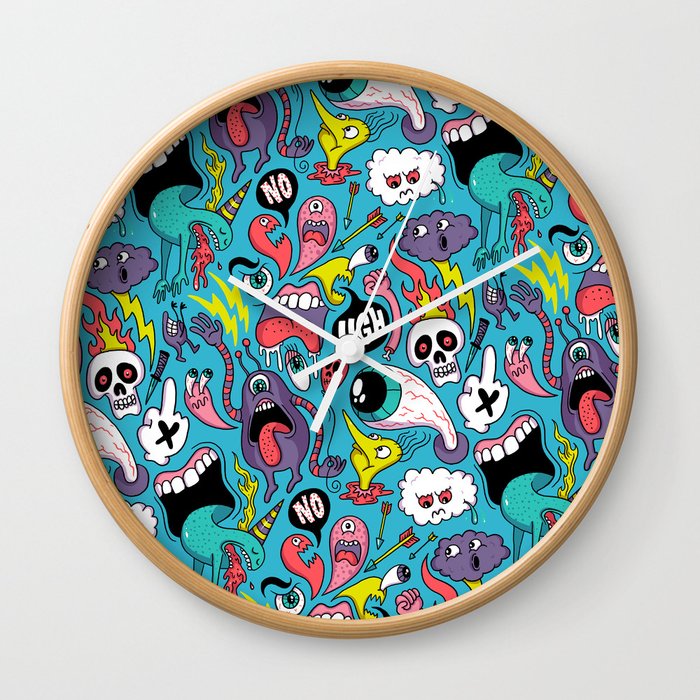 Doodled Pattern Wall Clock