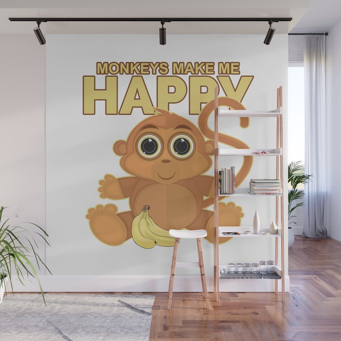 Monkeys Make Me Happy Wall Mural