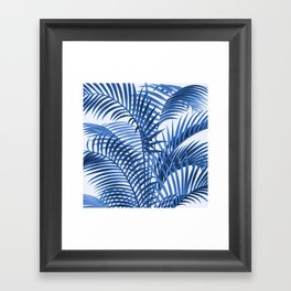 Royal Blue Palm Leaves Framed Art Print