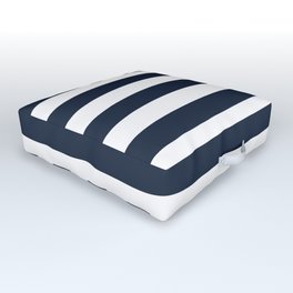 Navy & White Seaside Aesthetic Nautical Stripes Outdoor Floor Cushion