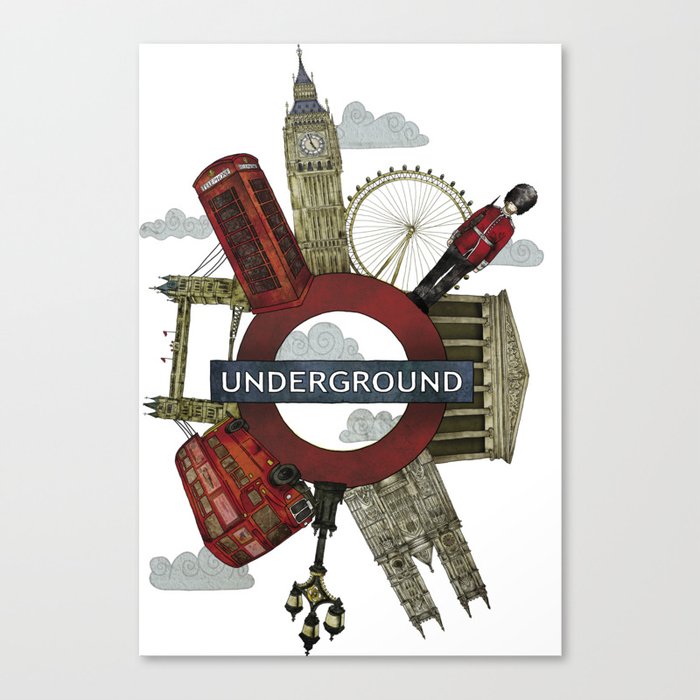 Around London digital illustration Canvas Print