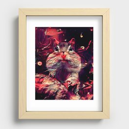 Squirrel with Nuts in Mouth Cartoon Drawing Recessed Framed Print