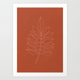 Abstract Line Work, Terracotta, Boho, Minimalist Leaf, Earth Tones Art Print