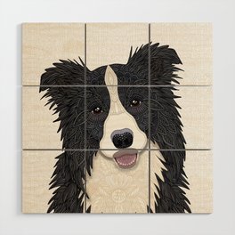 Happy Border Collie Wood Wall Art