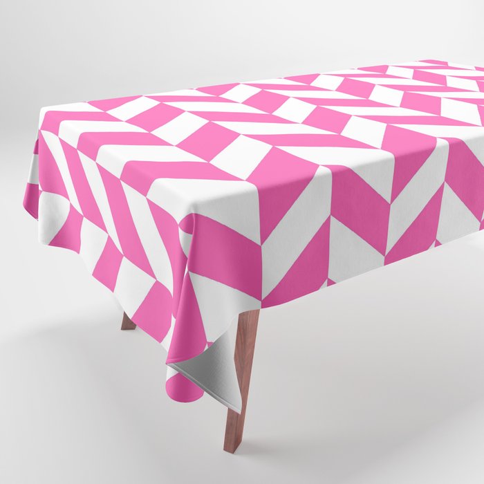 Herringbone Texture (Pink & White) Tablecloth