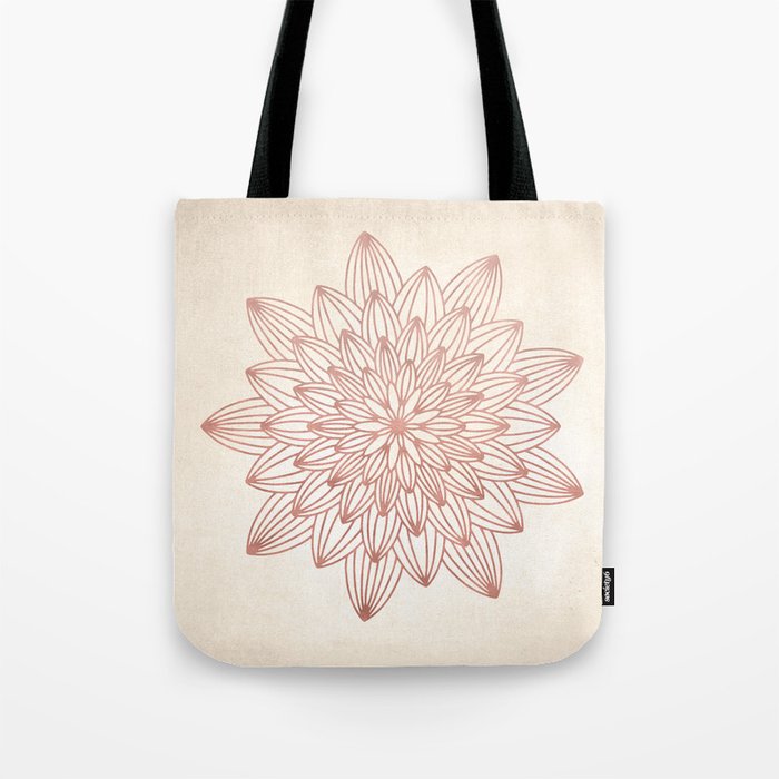 Mandala Blossom Rose Gold on Cream Tote Bag