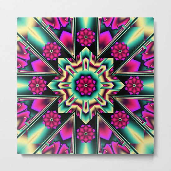 Starry kaleidpscope with fantasy flowers Metal Print