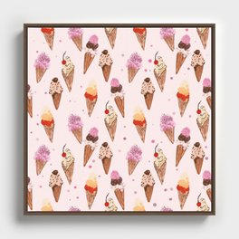 Retro modern ice cream pattern  Framed Canvas