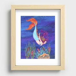Mermaid and Seahorses Recessed Framed Print