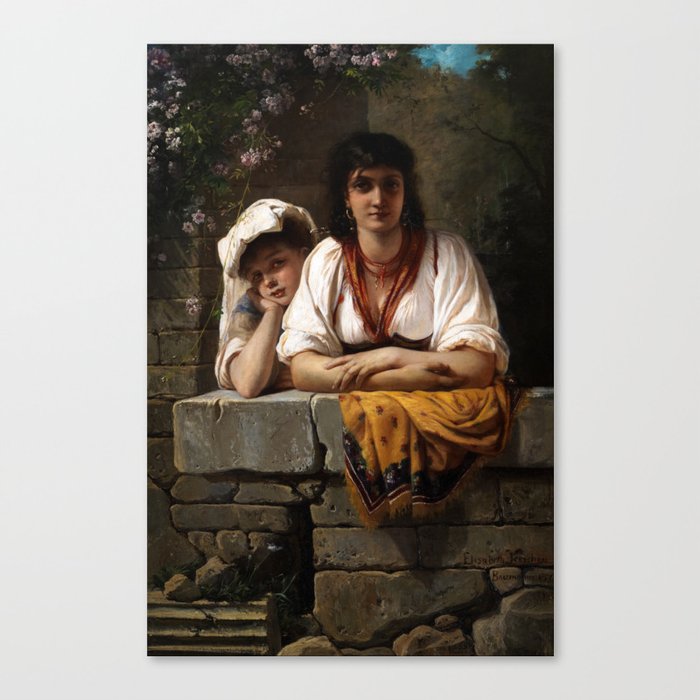 She is Waiting for Him, L'Aspetta, 1878 by Elisabeth Jerichau-Baumann Canvas Print