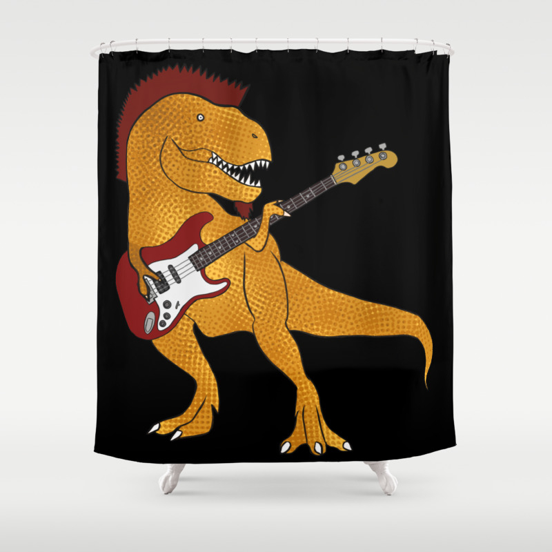 T Rex Bass Shower Curtain By Adhgraphicdesign Society6