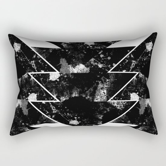 Up And Down - Black and white textured triangles, geometric, abstract Rectangular Pillow