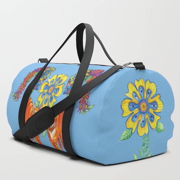 Classy Cat Chloe Blue Duffle Bag by Shelley Ylst Art Society6