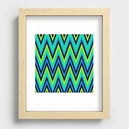 Chevron Design In Blue Green Yellow Zigzags Recessed Framed Print