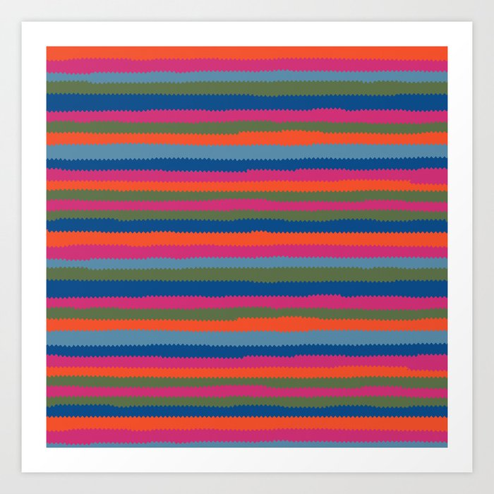 Pinking shears colorful stripes Art Print