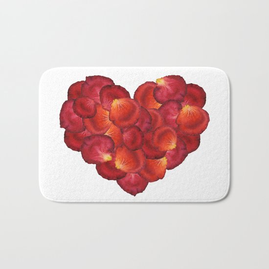 Red Petal Heart Bath Mat