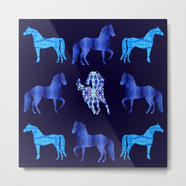 Blue Horses Metal Print | Patterns, Fun, Cool, Simple, Horses, Graphicdesign, Rainbow, Modern, Trending, Aesthetic 