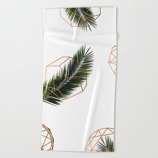 Palm + Geometry V2 #society6 #decor #buyart Beach Towel