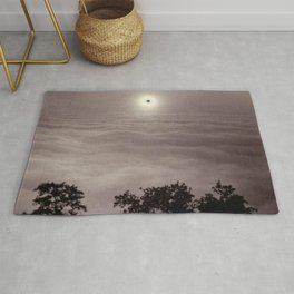 Solar Eclipse from Mount Santa Lucia, Pacific Coast Highway coastal California black and white photograph / photography for home and wall decor Area & Throw Rug