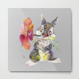 Bunny With flower Metal Print