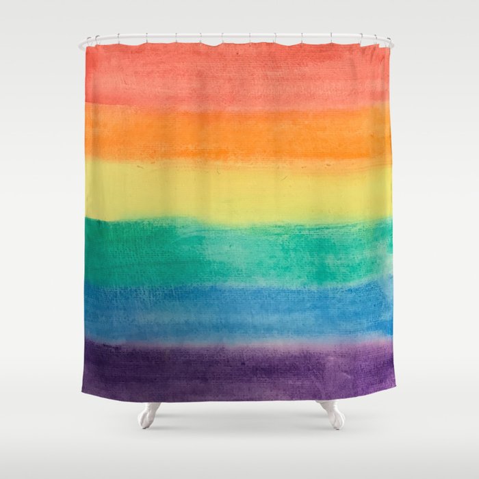 Large Hand Painted Watercolor Gay Pride Rainbow Equality and Freedom