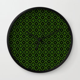 Green and Black Ornamental Arabic Pattern Wall Clock