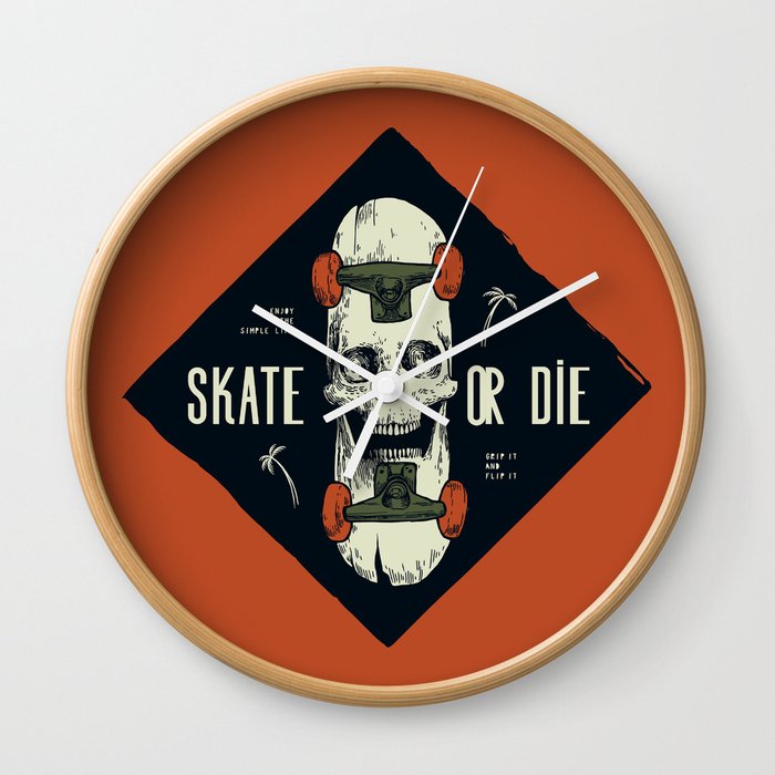 Skateboard Skull Wall Clock