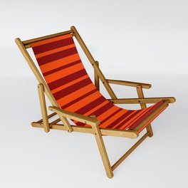 [ Thumbnail: Red & Dark Red Stripes/Lines Pattern Sling Chair ]
